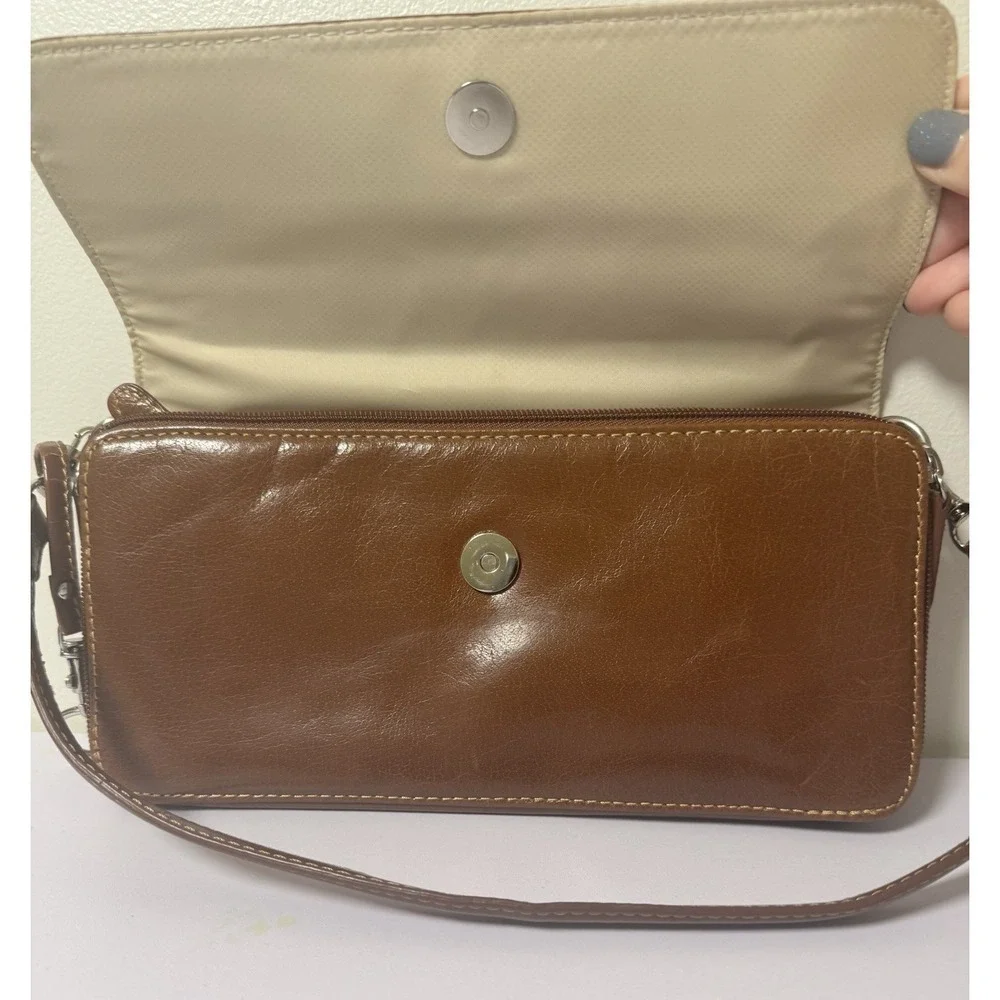 90's GIANI BERNINI‎ Genuine Leather Brown Shoulder Purse/Organizer